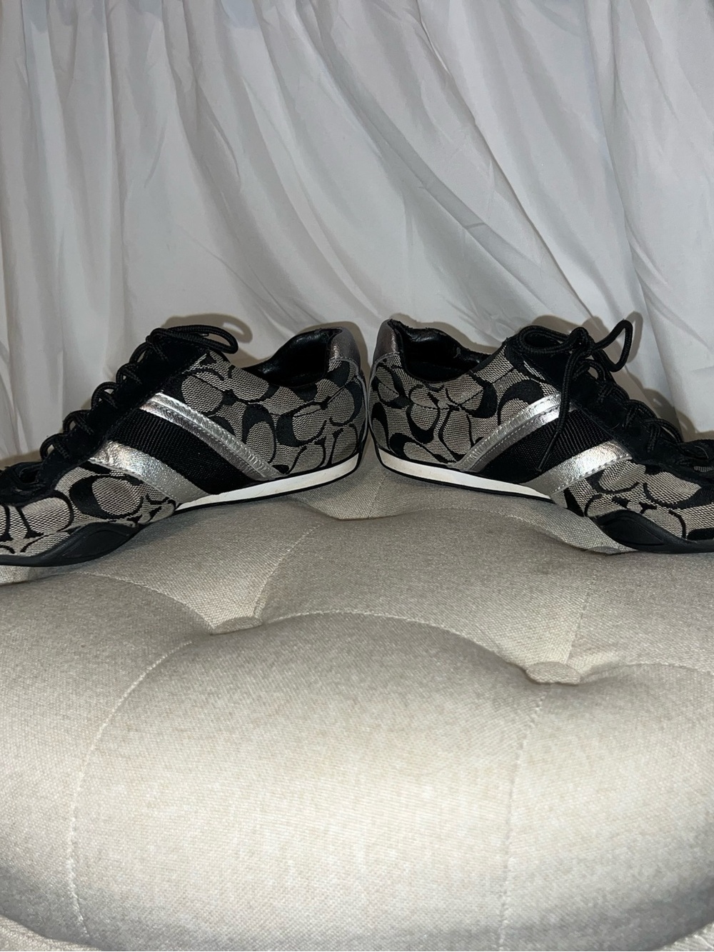 Coach Black & Silver Signature Logo Sneakers - Picture 3 of 8